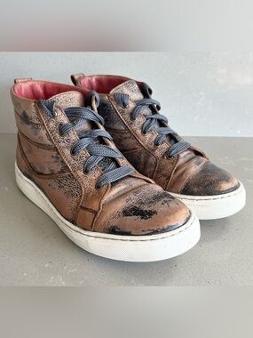 Bed Stu Rossela High Top Sneaker Distressed Tan Brown Leather Shoes Women’s SZ 7